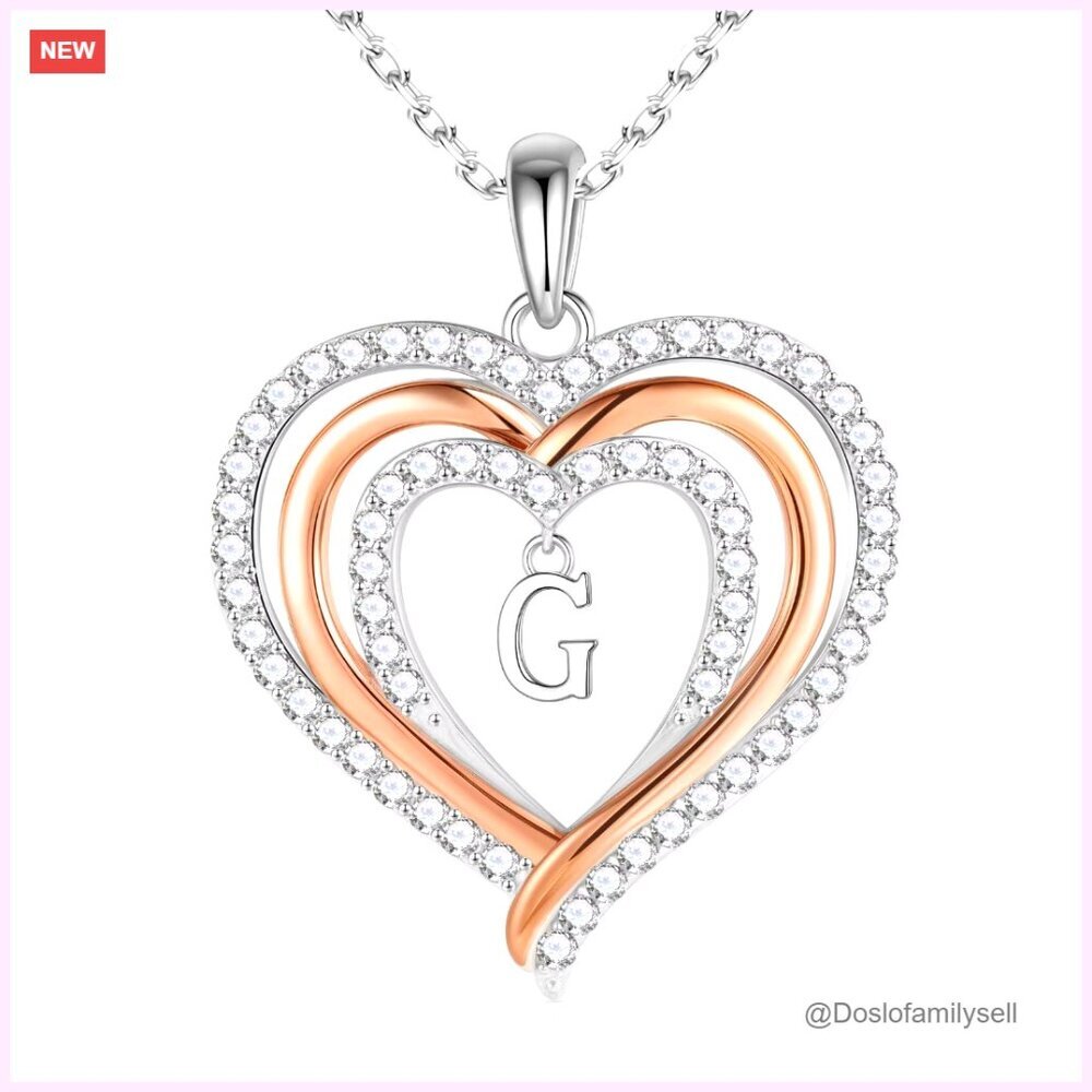 Sterling Silver Initial Heart Necklace Elegant Minimal Chic Gift for Her